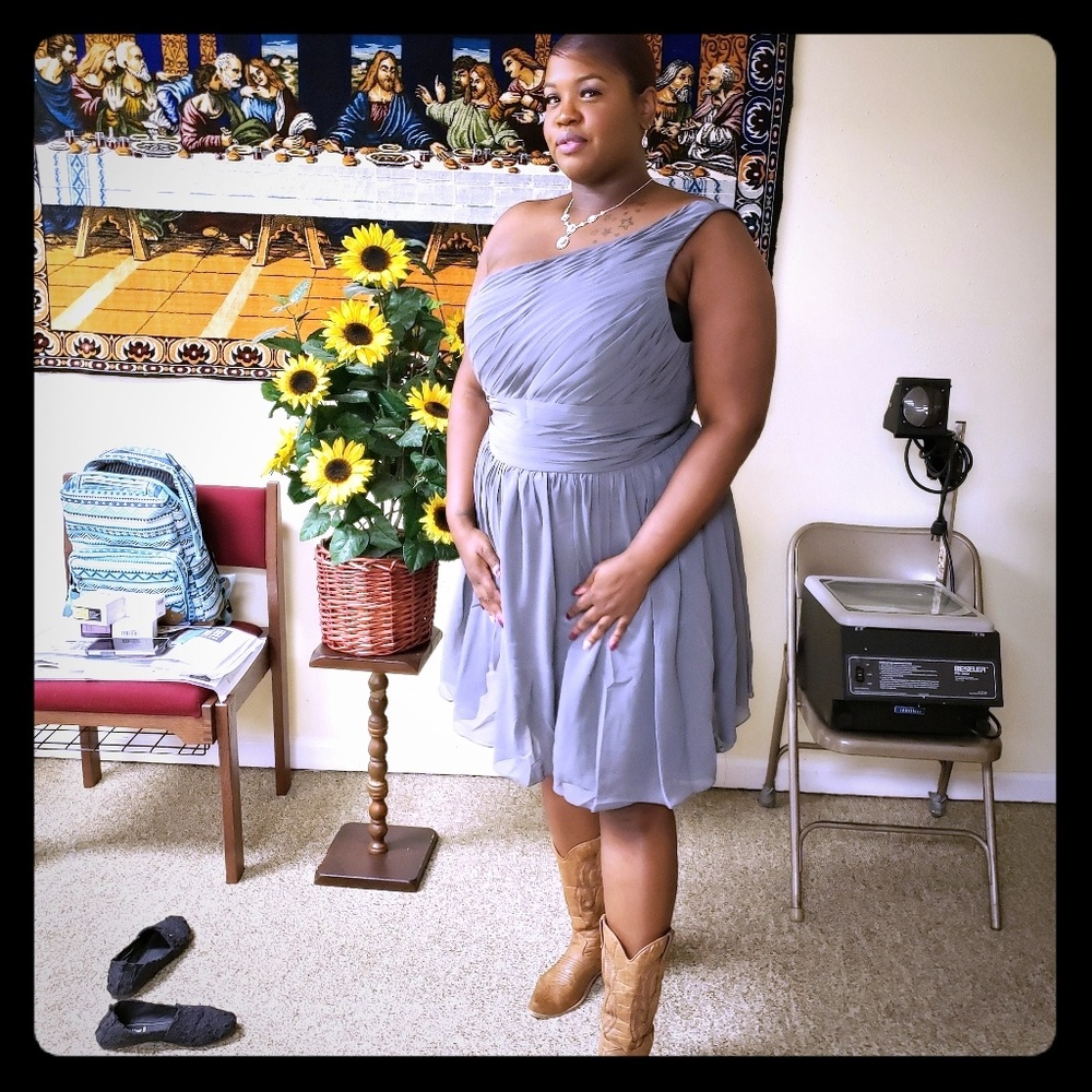 Charcoal grey bridesmaids dress